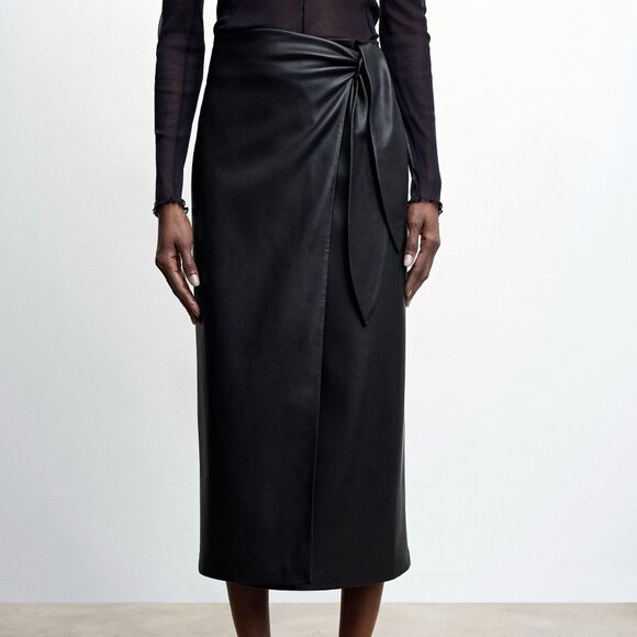 Mango leather-effect wrap skirt Large - Picture 1 of 12